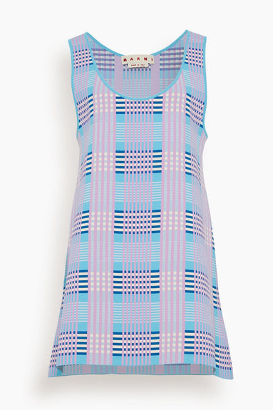 Marni Dresses Checked Techno Knit A-Line Dress in Pink Gummy