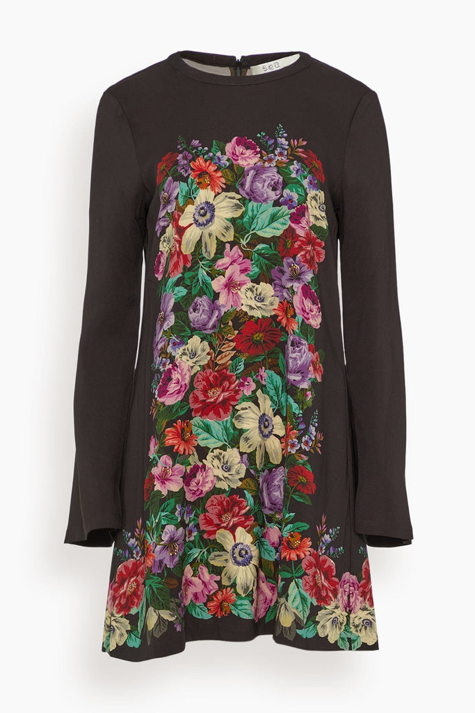 SEA NY Viktoria Print Long Sleeve Mini Dress in Multi  Hampden Clothing