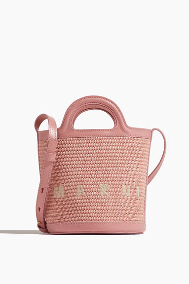 Marni Shoulder Bags Tropicalia Small Bucket Bag in Pink Raffia Marni Tropicalia Small Bucket Bag in Pink Raffia