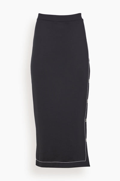 Midi Snap Skirt in Black