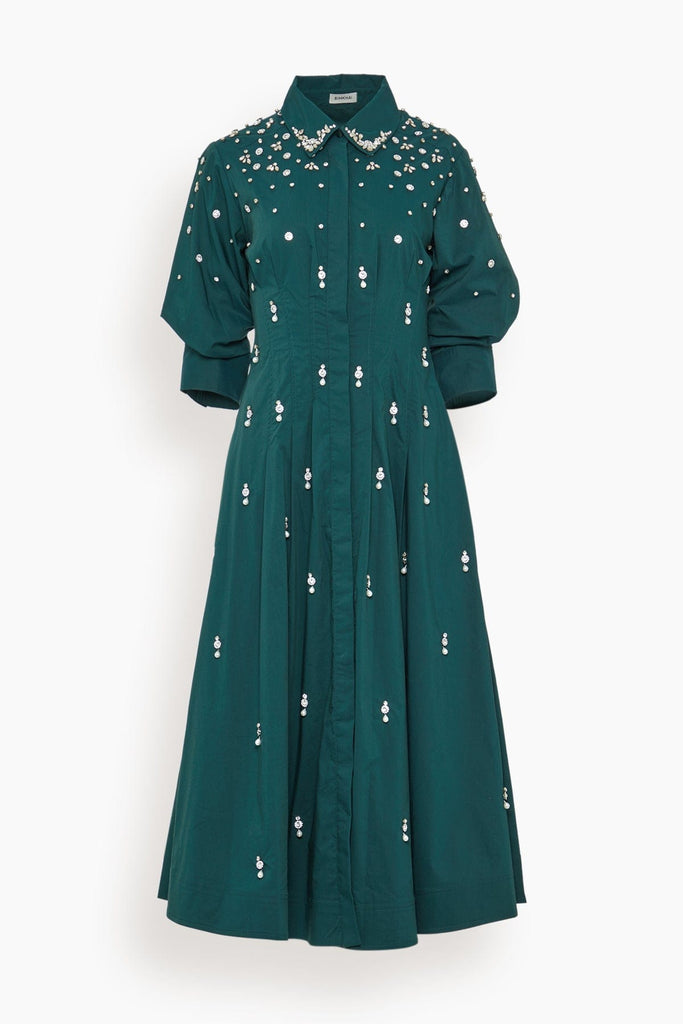 Simkhai Jazz Embellished Shirt Dress - Emerald