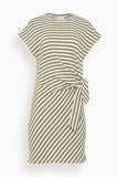 Apiece Apart Dresses Nina Cinched Mini Dress in Cream and Olive Stripe