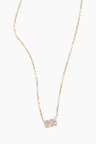 Pave Diamond Short Bar Necklace in 14k Yellow Gold