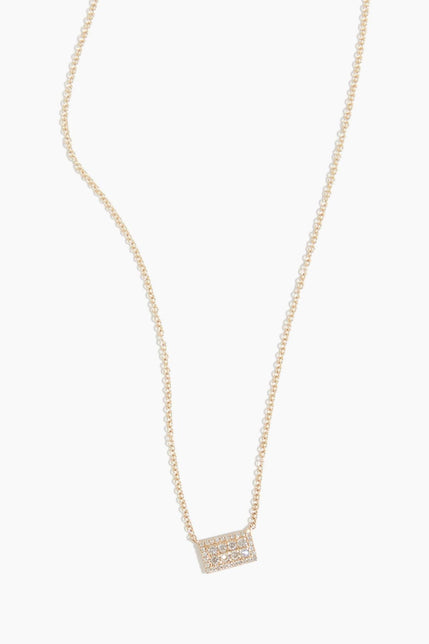 Vintage La Rose Necklaces Pave Diamond Short Bar Necklace in 14k Yellow Gold