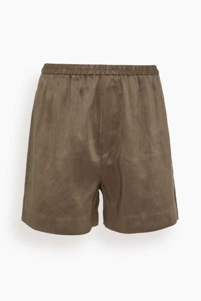 Loulou Studio Adonia Elastic Waistband Short in Deep Taupe