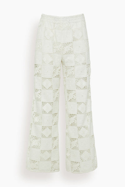 Melia Embroidery Pant in White