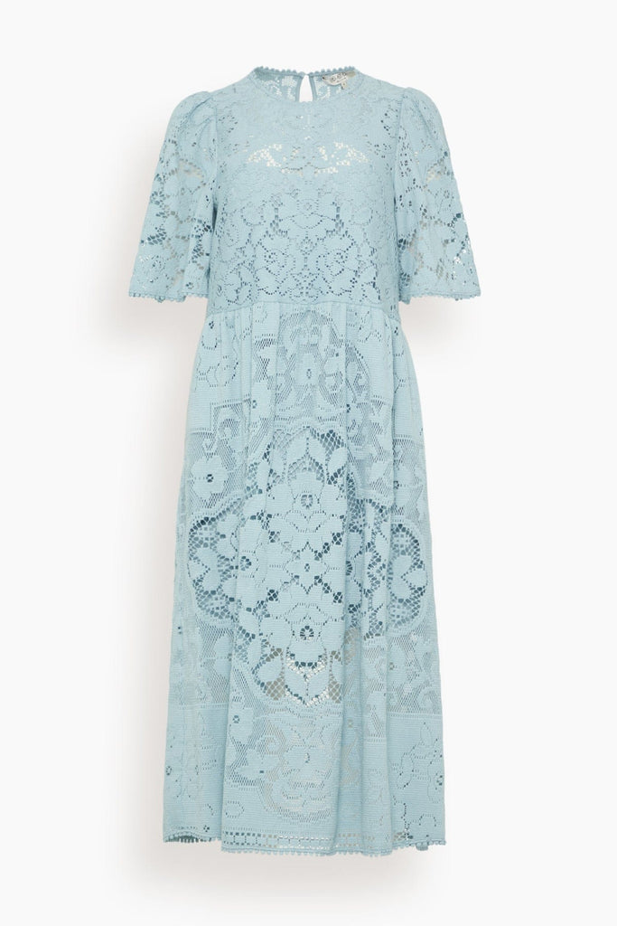 SEA NY Arianna Lace Short Sleeve Midi Dress in Blue – Hampden Clothing