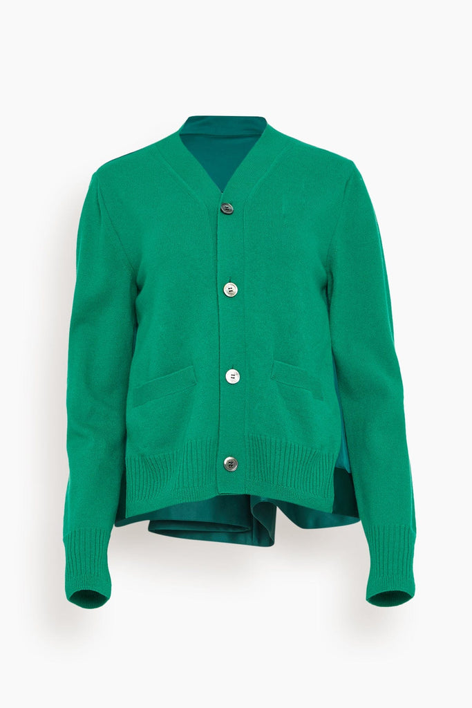 Wool Knit Cardigan in Green