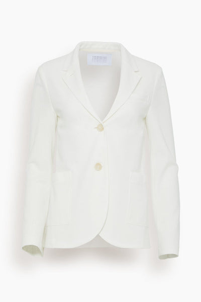 Stand Up Collar Honeycomb Blazer in Off White
