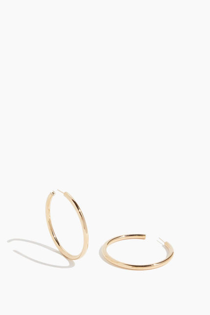 Stoned Fine Jewelry Earrings Running in Circle Hoops in 14k Yellow Gold