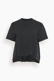 Sacai Tops Cotton Jersey x Nylon Twill T-Shirt in Black