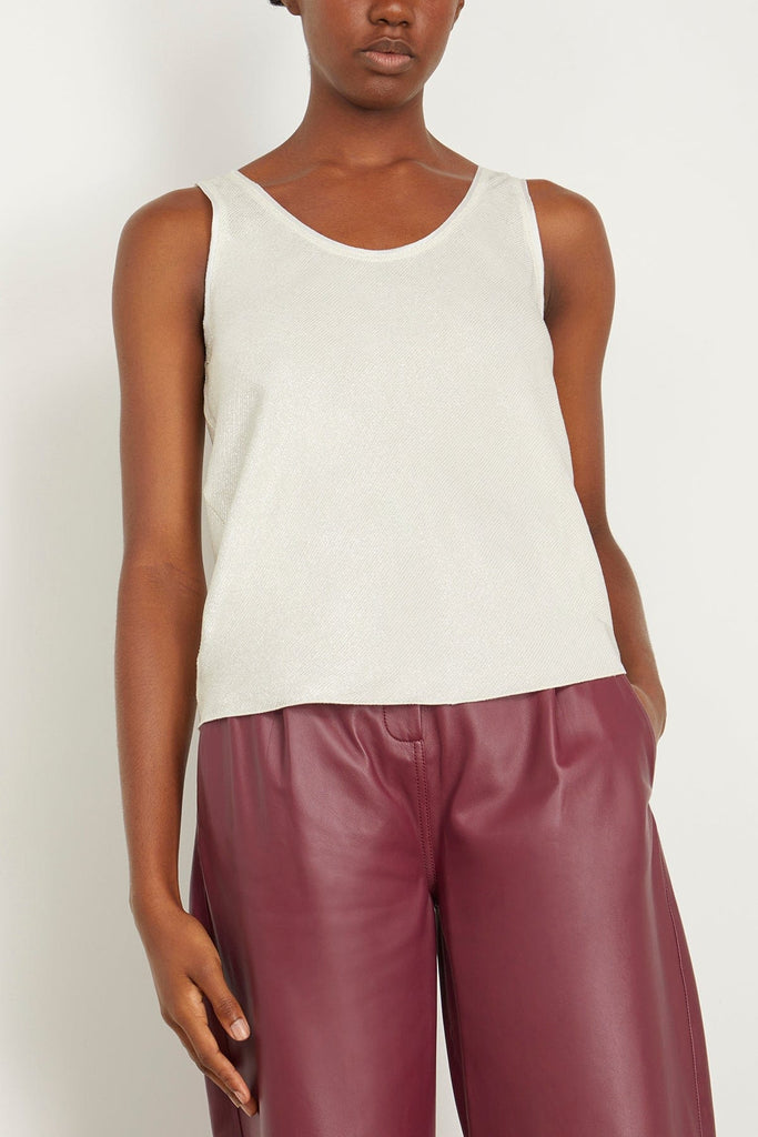 Forte Forte Laminated Velvet Tank Top in Platino Hampden Clothing