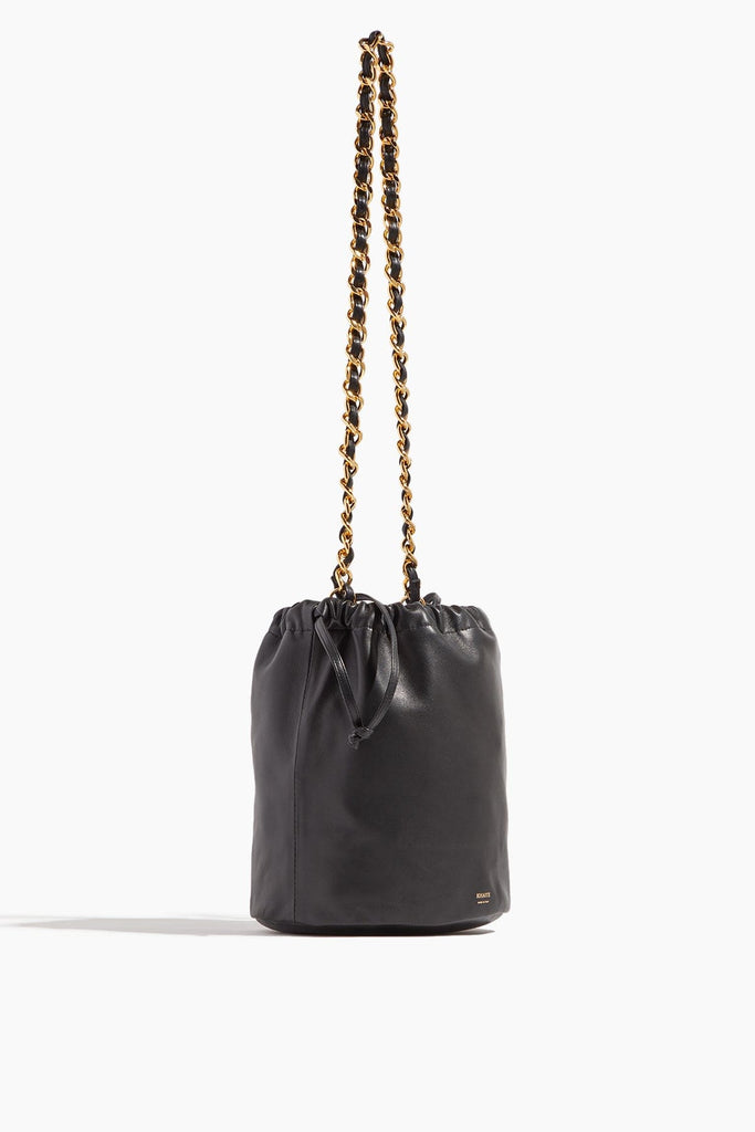 Aria Medium Leather Bucket Bag in Black - Khaite