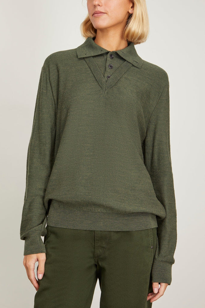 Trompe L'oeil Jumper in Ivy Green