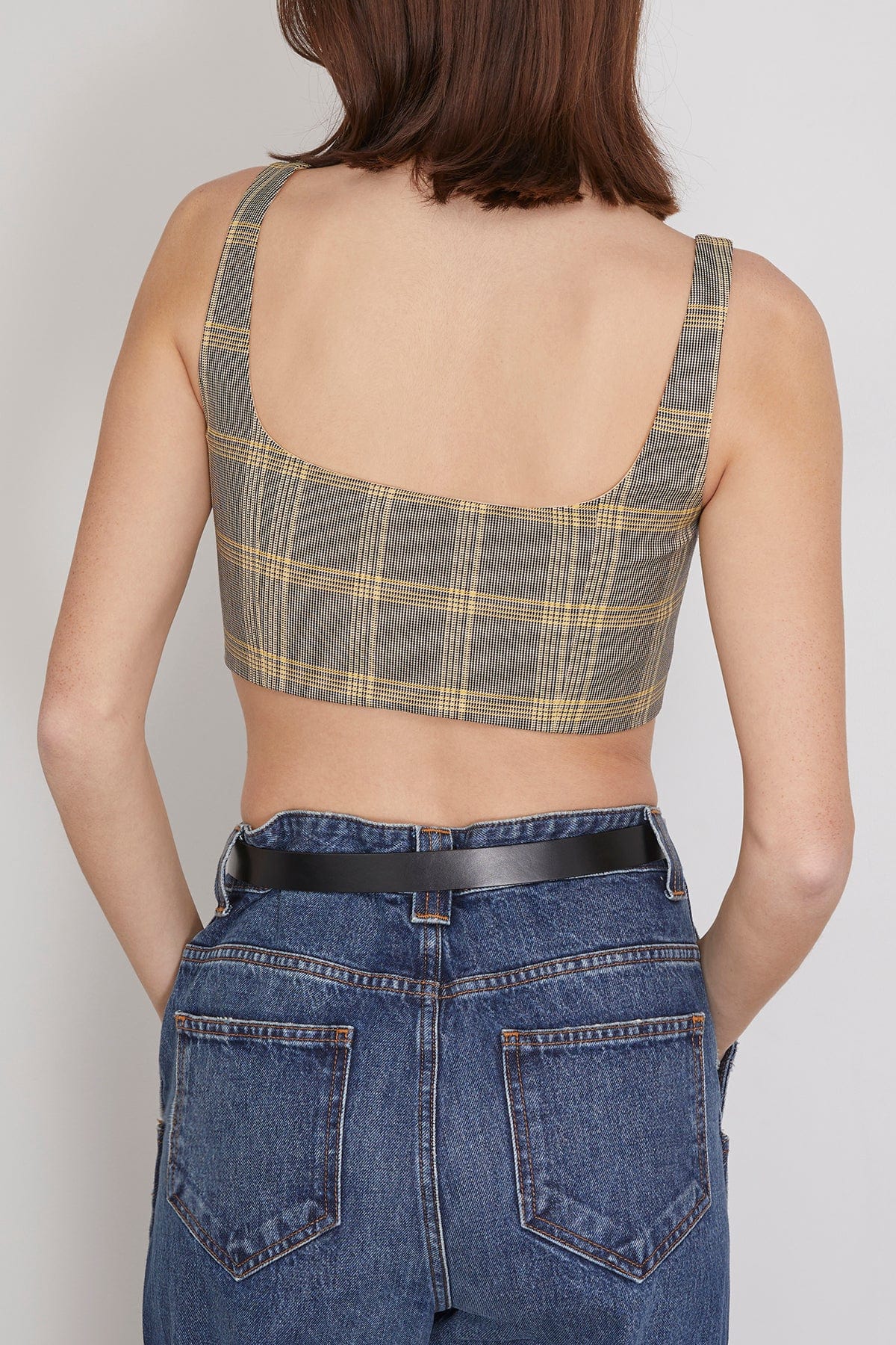 Marni Tops Technical Check Wool Cropped Top in Lemmon Marni Technical Check Wool Cropped Top in Lemmon