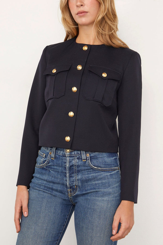 Nili Lotan Maurine Cropped Jacket in Dark Navy – Hampden Clothing