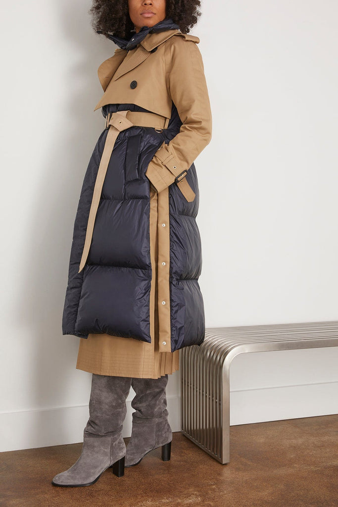 Sacai Cotton Gabardine x Padded Coat in Beige/Navy – Hampden Clothing