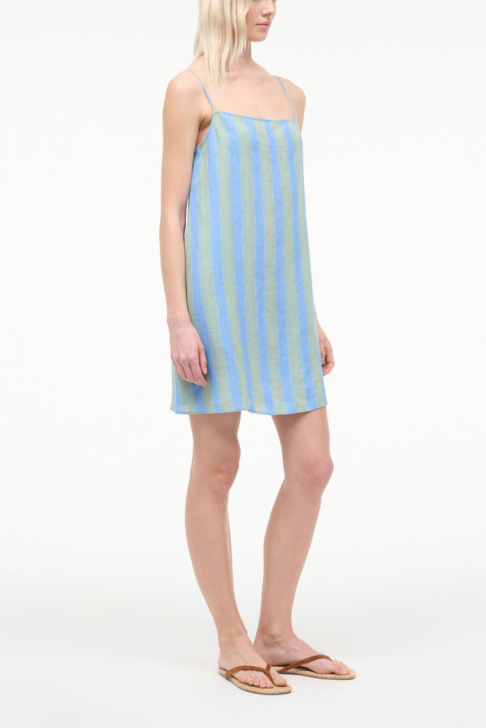 STAUD, Laura Linen Mini Dress in Seaport Stripe, Size XL STAUD, Laura Linen Mini Dress in Seaport Stripe, Size XL