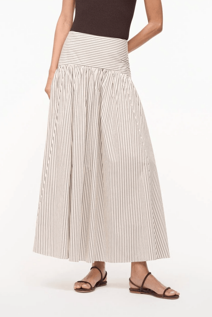 Staud Procida Skirt in Ivory/Dark Oak Micro Stripe – Hampden Clothing