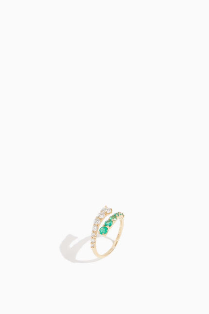 Stoned Fine Jewelry Rings Moi et Toi Emerald + Diamond Ring in 14k Yellow Gold Stoned Fine Jewelry Moi et Toi Emerald + Diamond Ring in 14k Yellow Gold