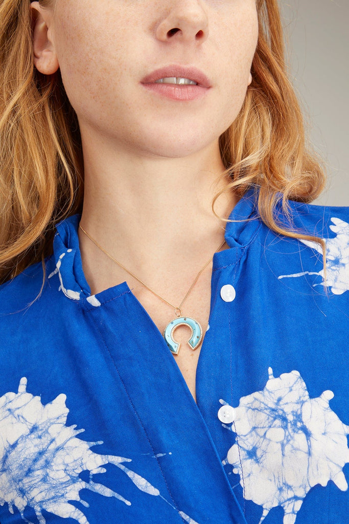 Turquoise Upside Down Flower Necklace