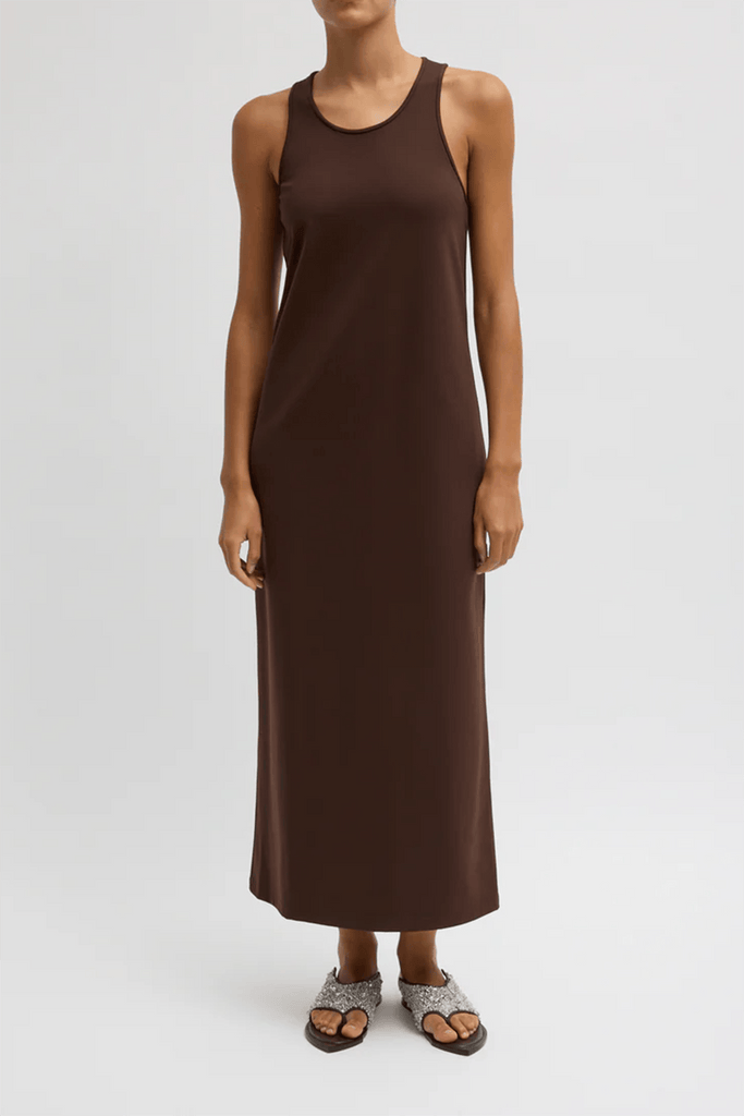 Tibi Compact Knit Sleeveless Dress in Brown – Hampden Clothing