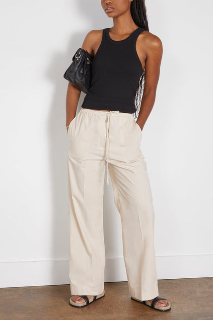 Toteme Pants Cotton Drawstring Trousers in Stone Toteme Cotton Drawstring Trousers in Stone