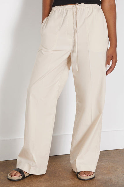 Toteme Pants Cotton Drawstring Trousers in Stone Toteme Cotton Drawstring Trousers in Stone