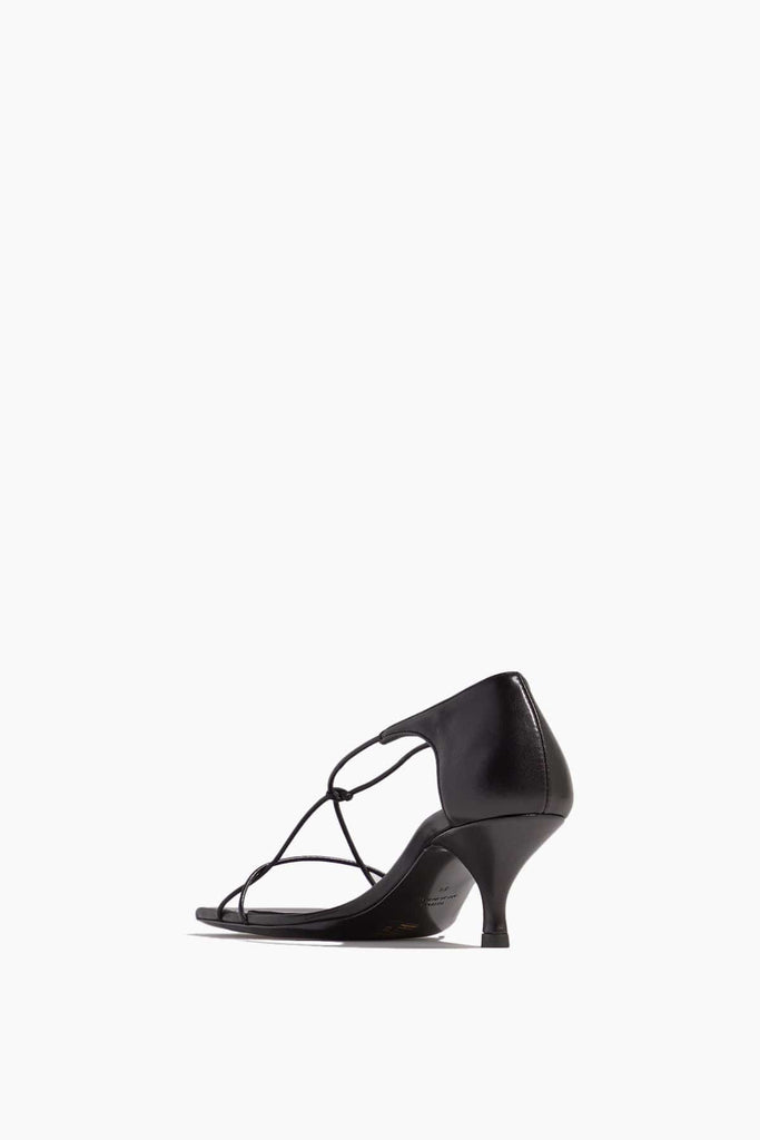 The Gathered Scoop-Heel leather sandals in black - Toteme