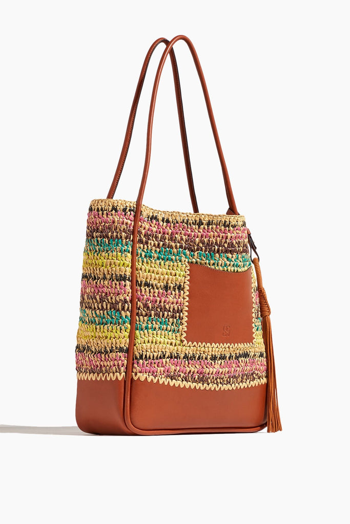 x Paula's Ibiza Square Raffia Basket Tote Bag