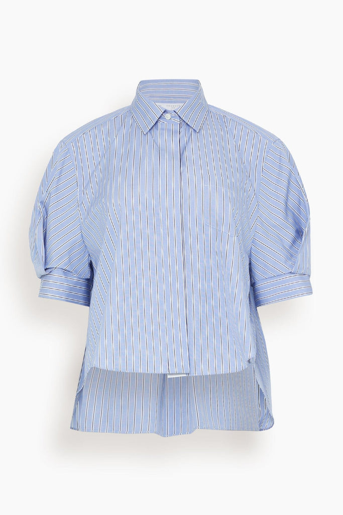 Sacai Thomas Mason / Cotton Poplin Shirt in Light Blue Stripe