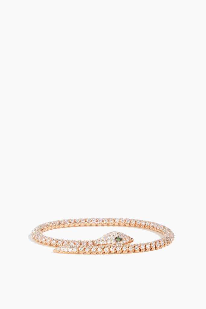 Stoned Fine Jewelry Full Diamond Serpent Bracelet in 18k Rose Gold