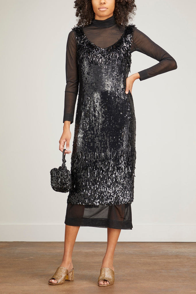 Dries Van Noten Damaras Embroidered Dress in Black – Hampden