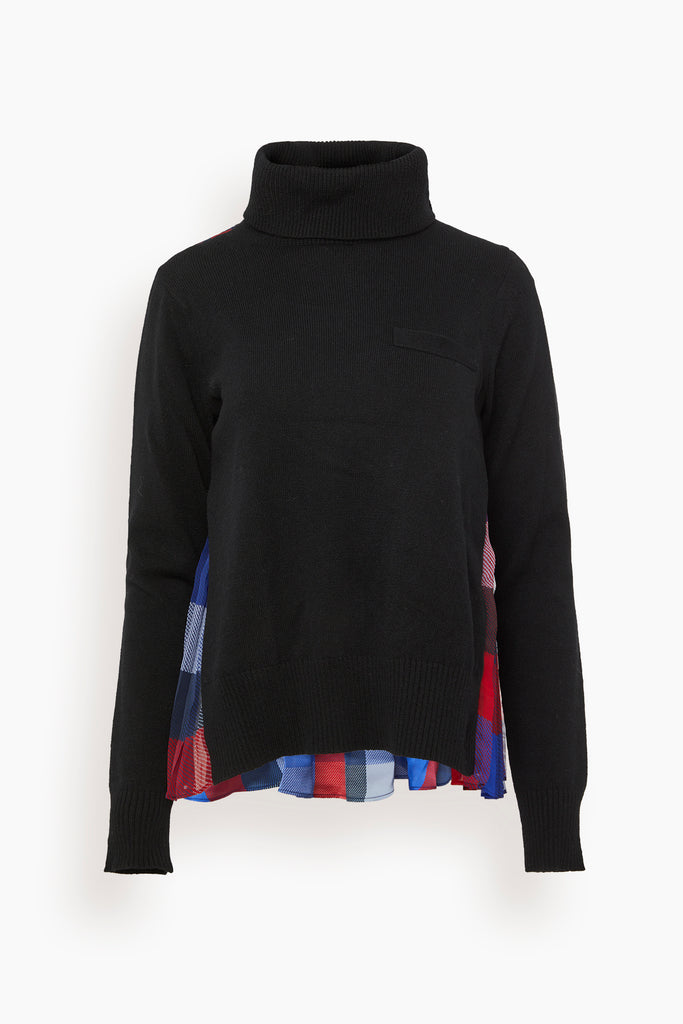 Sacai Plaid Wool Knit Pullover in Black/Navy – Hampden Clothing