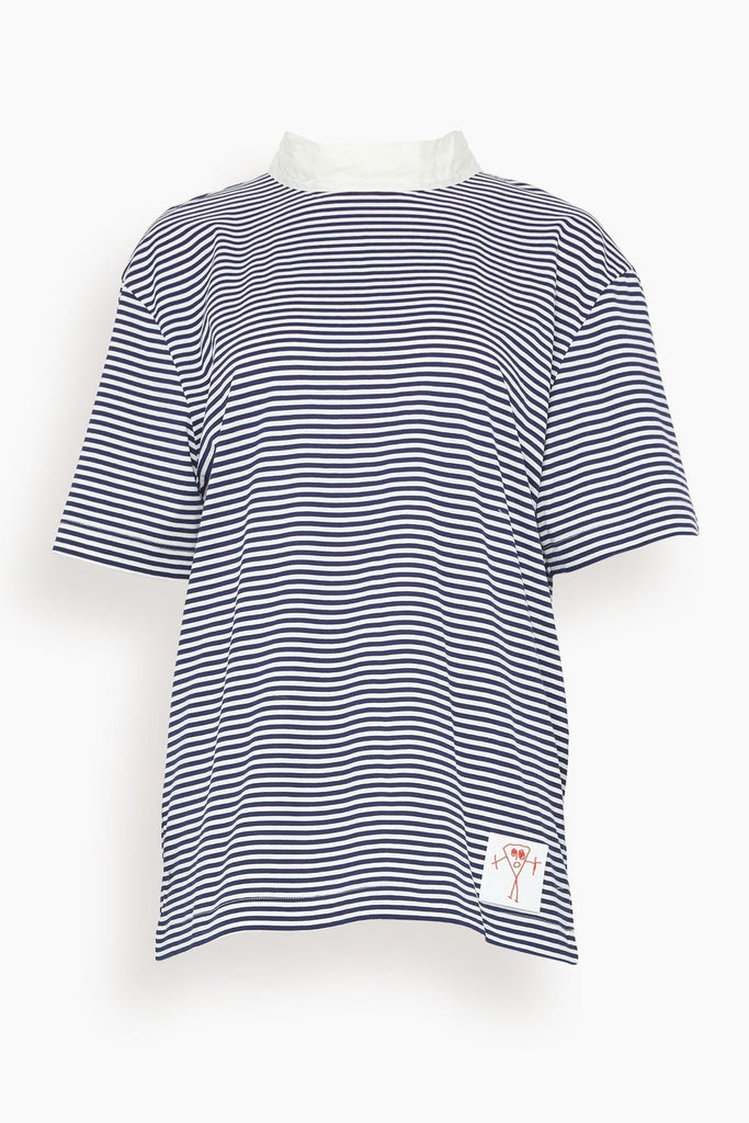 Plan C Short Sleeve T-Shirt in White/Blue Stripe – Hampden Clothing