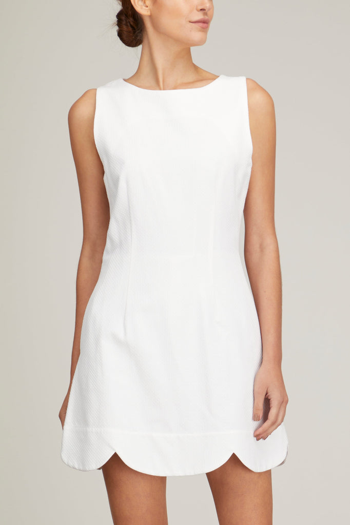 Lisa Marie Fernandez Scallop Mini Dress with Shorts in White Swiss