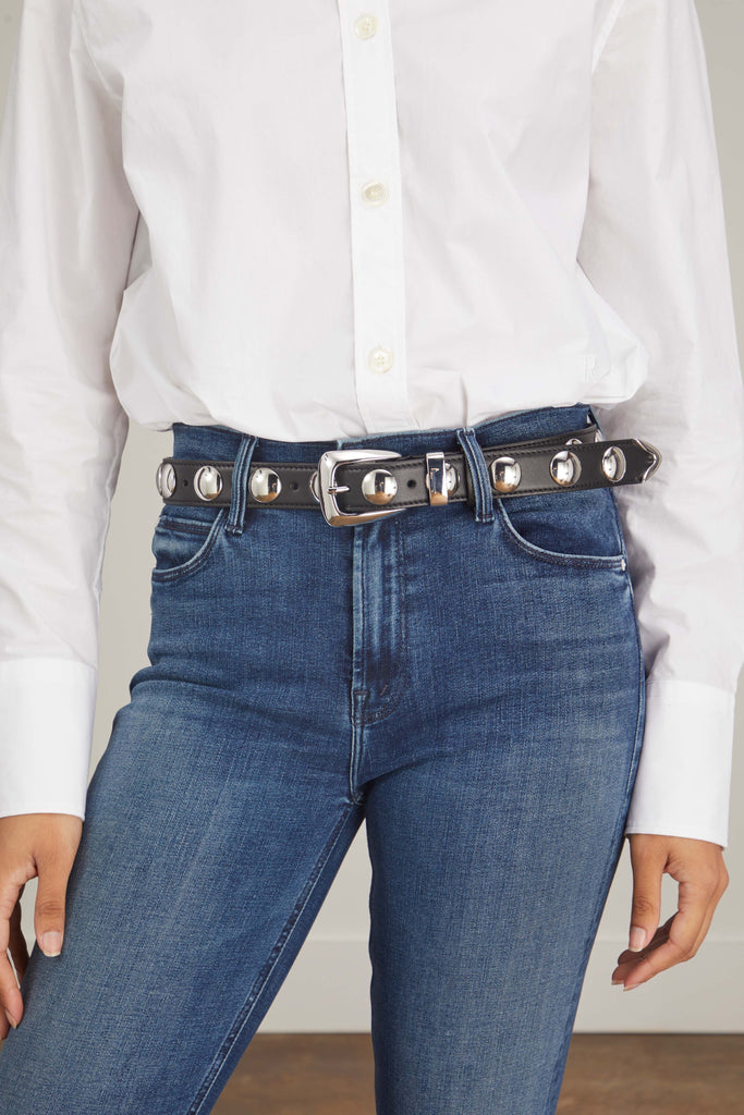 Khaite - Benny Black Suede & Silver Buckle Belt