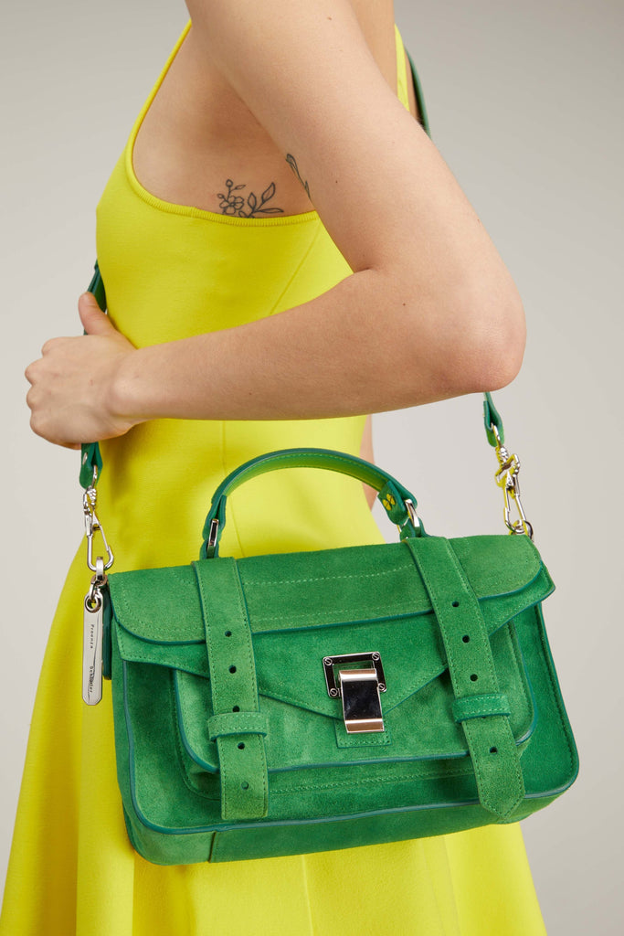 Proenza Schouler Suede PS1 Tiny Bag in Bottle Green – Hampden Clothing