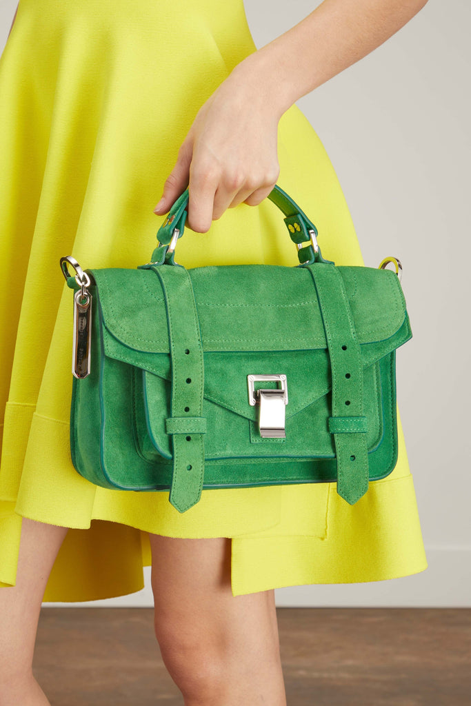 Proenza Schouler - Proenza Schouler Suede Mini Round Dia Bag in Bottle Green - Hampden Clothing