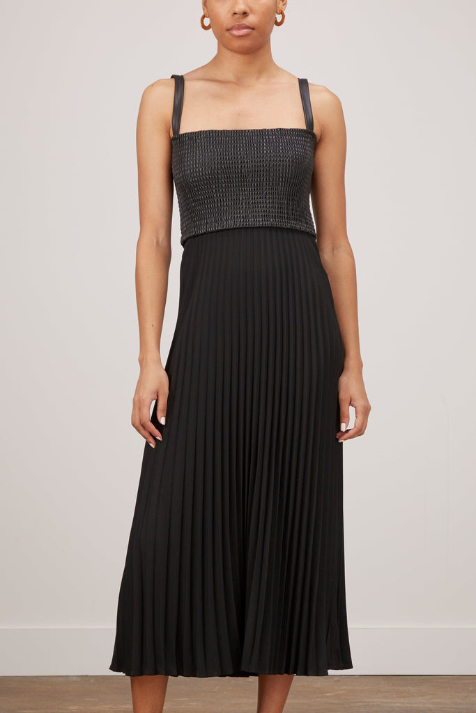 Pleated Tank Dress in Black