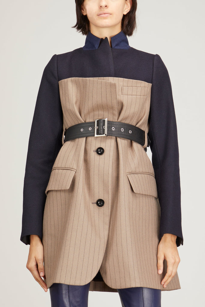 Chalk Stripe Jacket in Navy/Beige