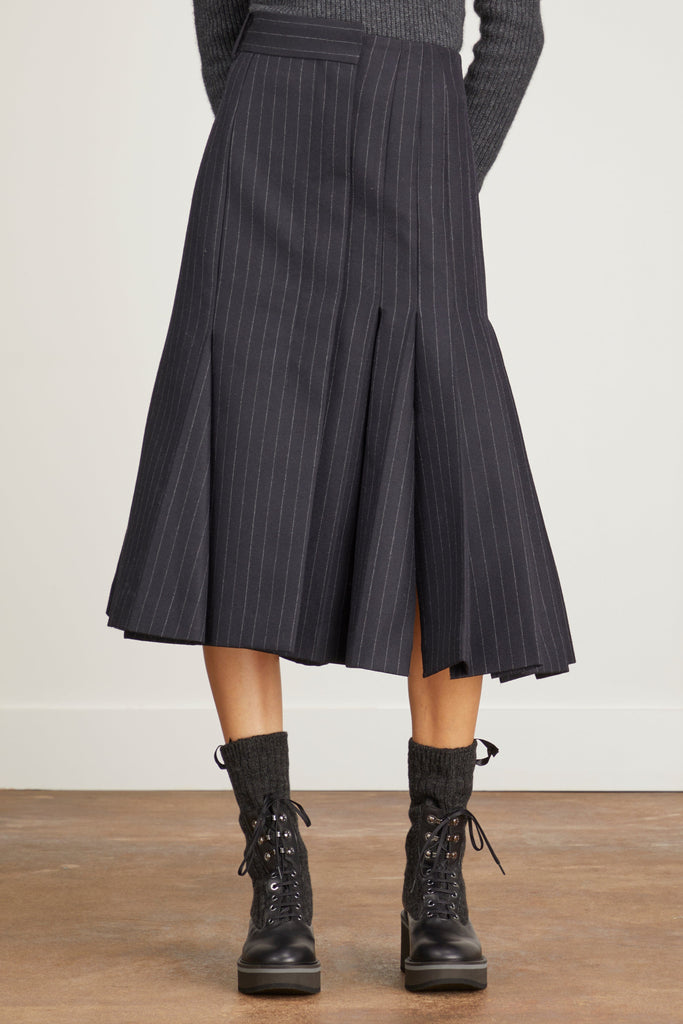 Chalk Stripe Skirt in Navy