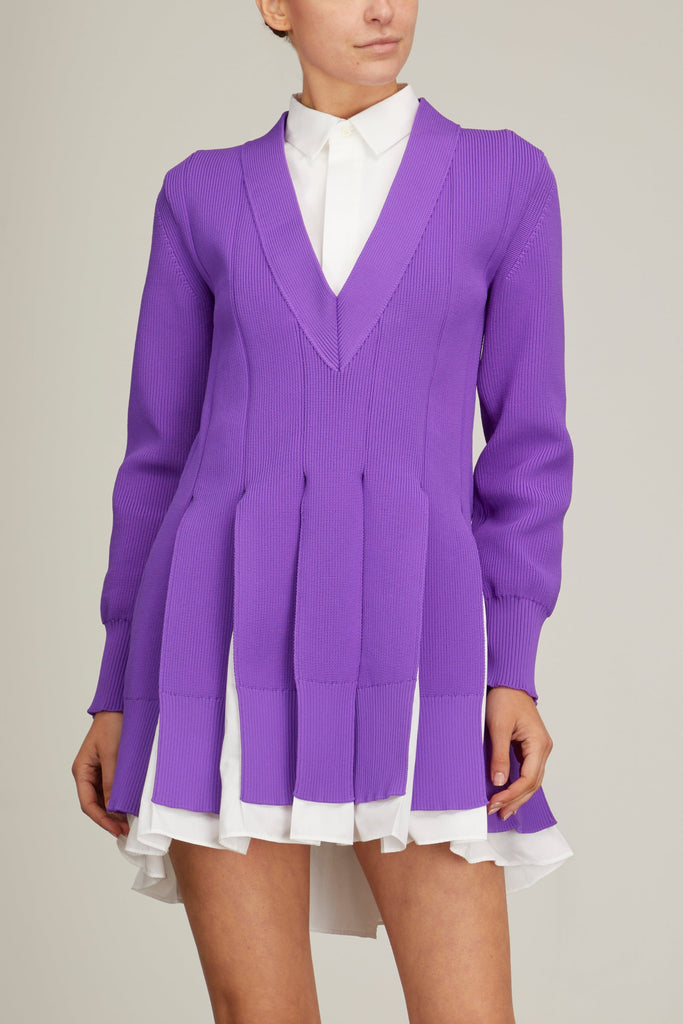 Knit Cotton Poplin Dress in Purple