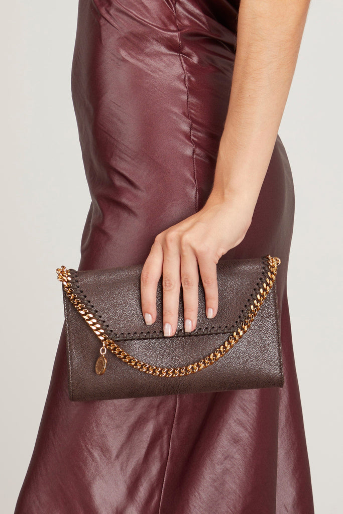 Stella McCartney Medium Flap Shoulder Bag in Chocolate Brown