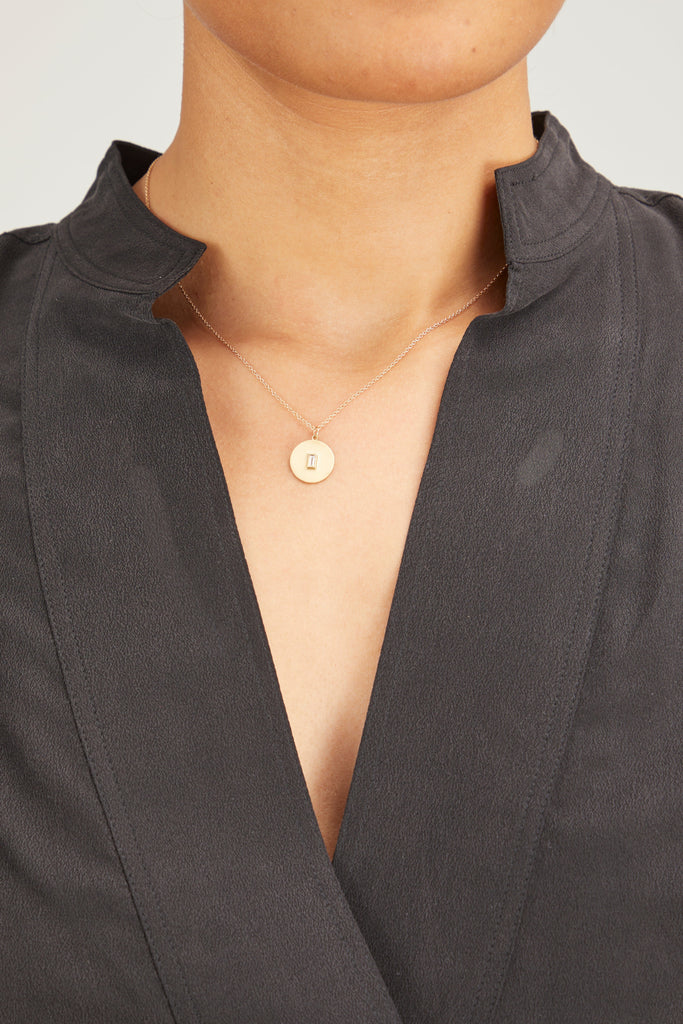 Theodosia Diamond Disk with Baguette Necklace – Hampden Clothing