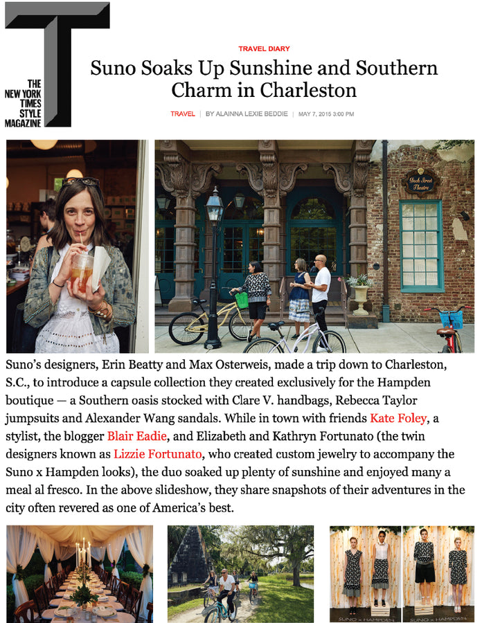 New York Times Magazine - Suno in Charleston - Jan 2015