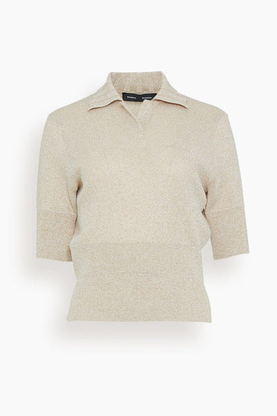 Metallic Knit Polo in Champagne