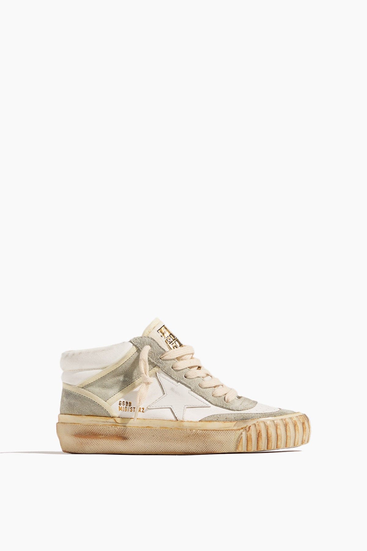 Golden Goose High Top Sneakers Mid Star Sneaker in White/Ice Golden Goose Mid Star Sneaker in White/Ice