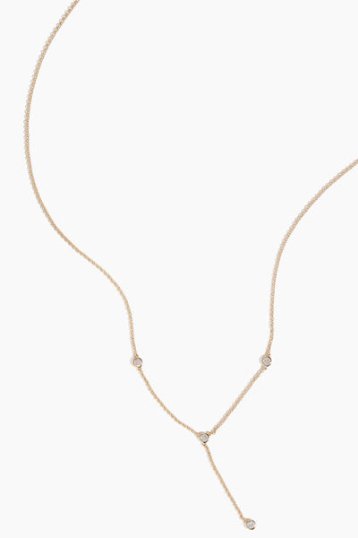 Bezel Lariat Necklace in 14k Yellow Gold