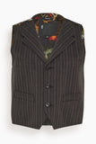 R13 Single Breasted Shrunken Vest in Black Multi Stripe